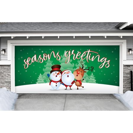 MY DOOR DECOR My Door Decor 285905XMAS-017 7 x 16 ft. Christmas Characters Seasonal Greetings Christmas Door Mural Sign Car Garage Banner Decor; Multi Color 285905XMAS-017